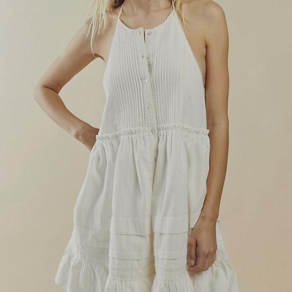 Festival Fairy Cottage Boho Free People 100% Cotton Shell Mini Dress Tunic